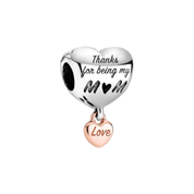 Love & Family Charm Beads for Bracelet | Mom, Best Friend, Heart & Rose Gold Charms | Gift for Women
