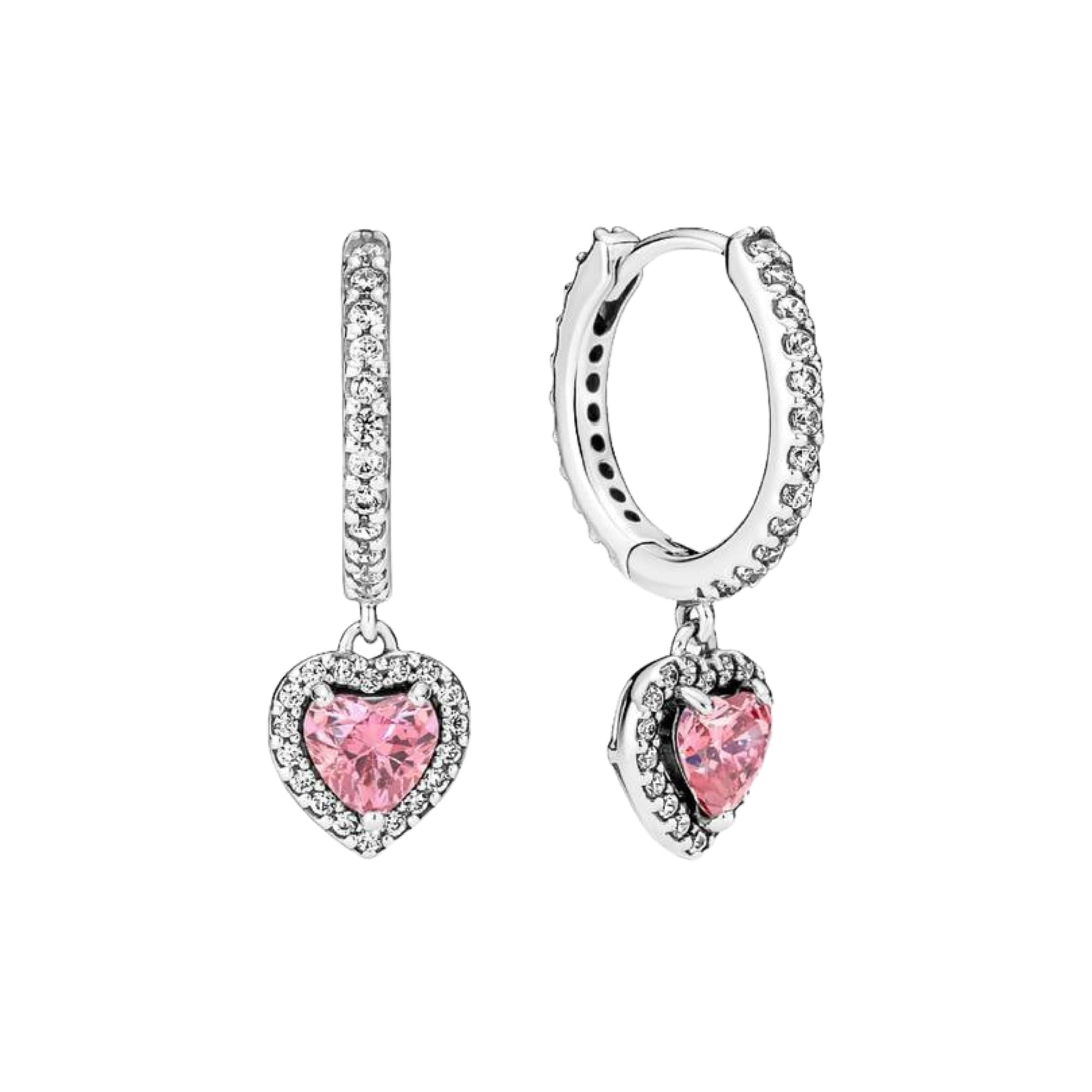 925 Sterling Silver Heart Jewelry Set – Necklace, Ring, Bracelet & Stud Earrings with Crystal Stones
