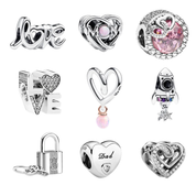 Cuentas con Dijes de Amor y Familia para Pulsera | Dijes de Corazón, Mamá, Papá y Románticos | Regalo de Joyería para Mujeres
