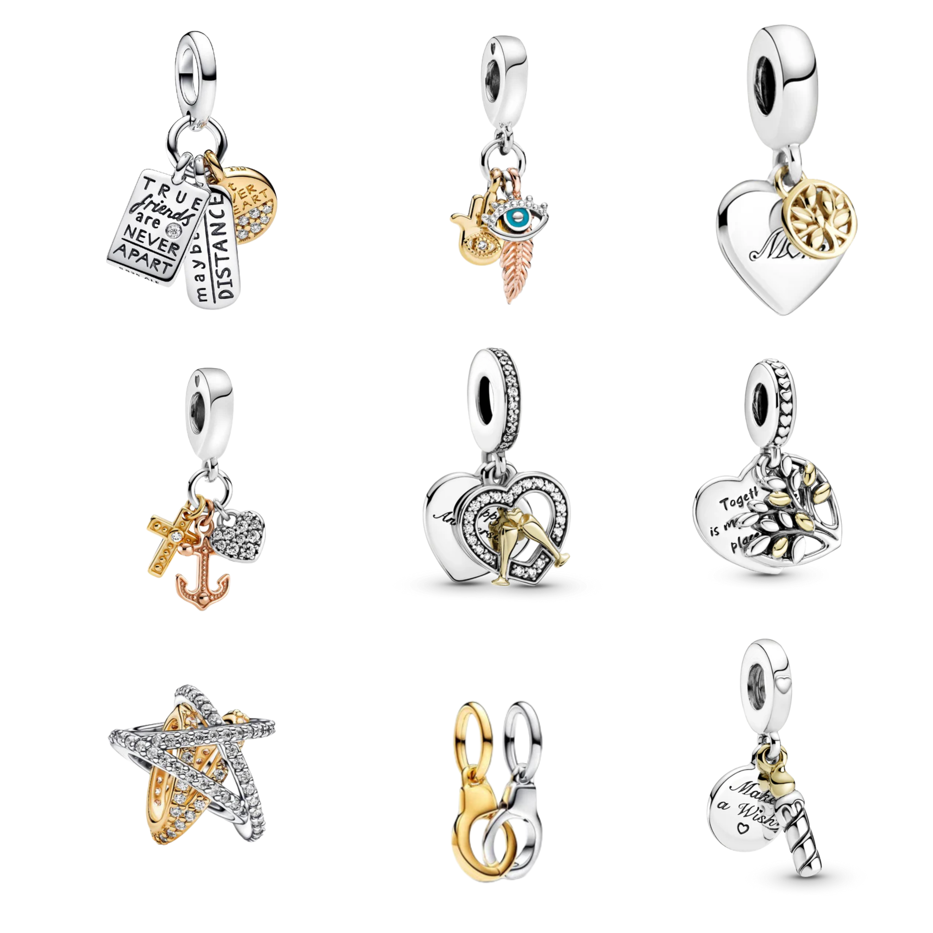 Abalorios de la Amistad y el Amor para Pulsera | Corazón, Ojo Turco, Ancla y Dijes Significativos | Regalo para Mujeres