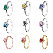Anillos de corazón de plata de ley 925