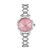 Women’s Silver Watches Set – Elegant Stainless Steel Bracelet Watches, Pink Black & Silver Dial Fashion Wristwatch