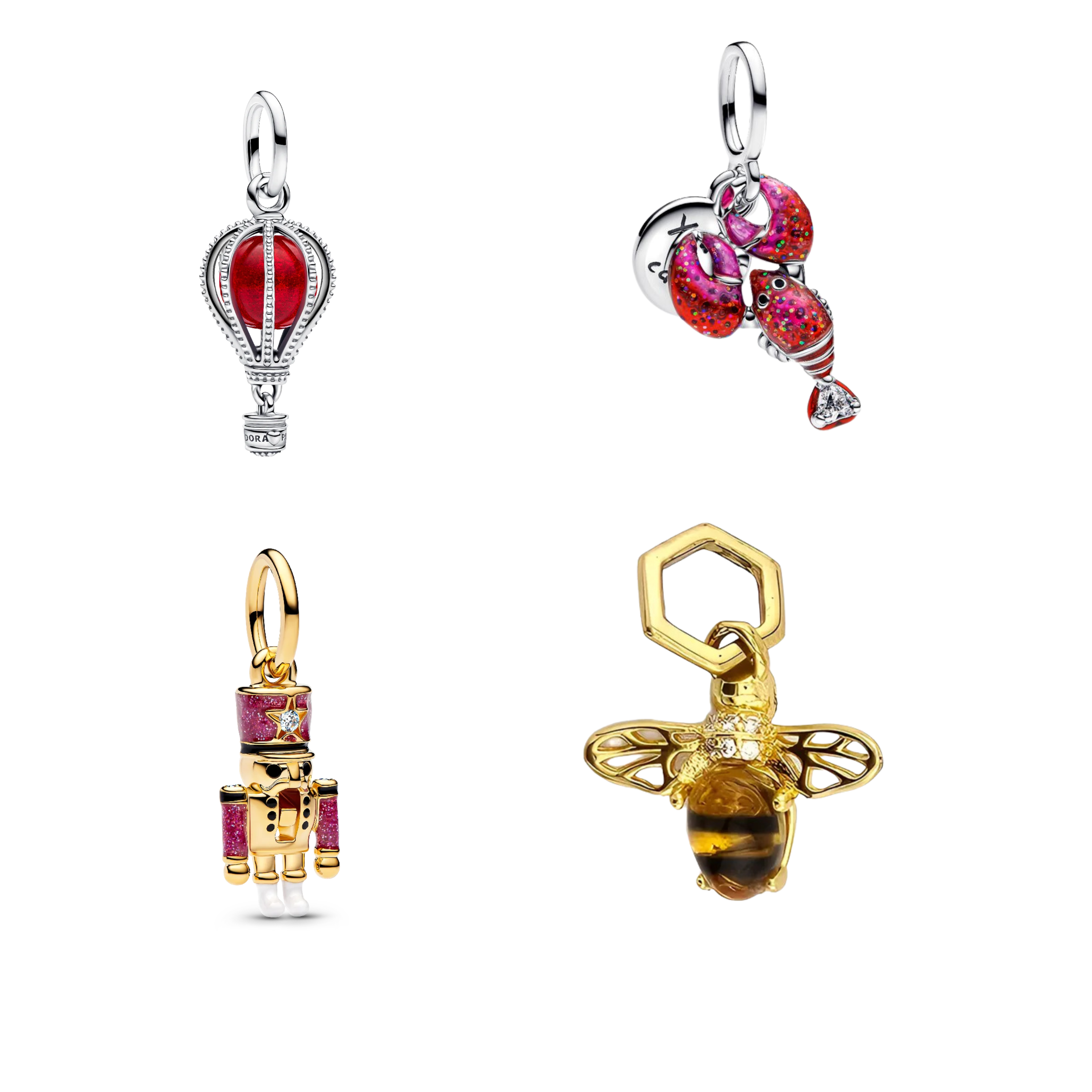 925 Sterling Silver Dangle Charm | Enamel & CZ Pendant Charms | Fits Most European Charm Bracelets