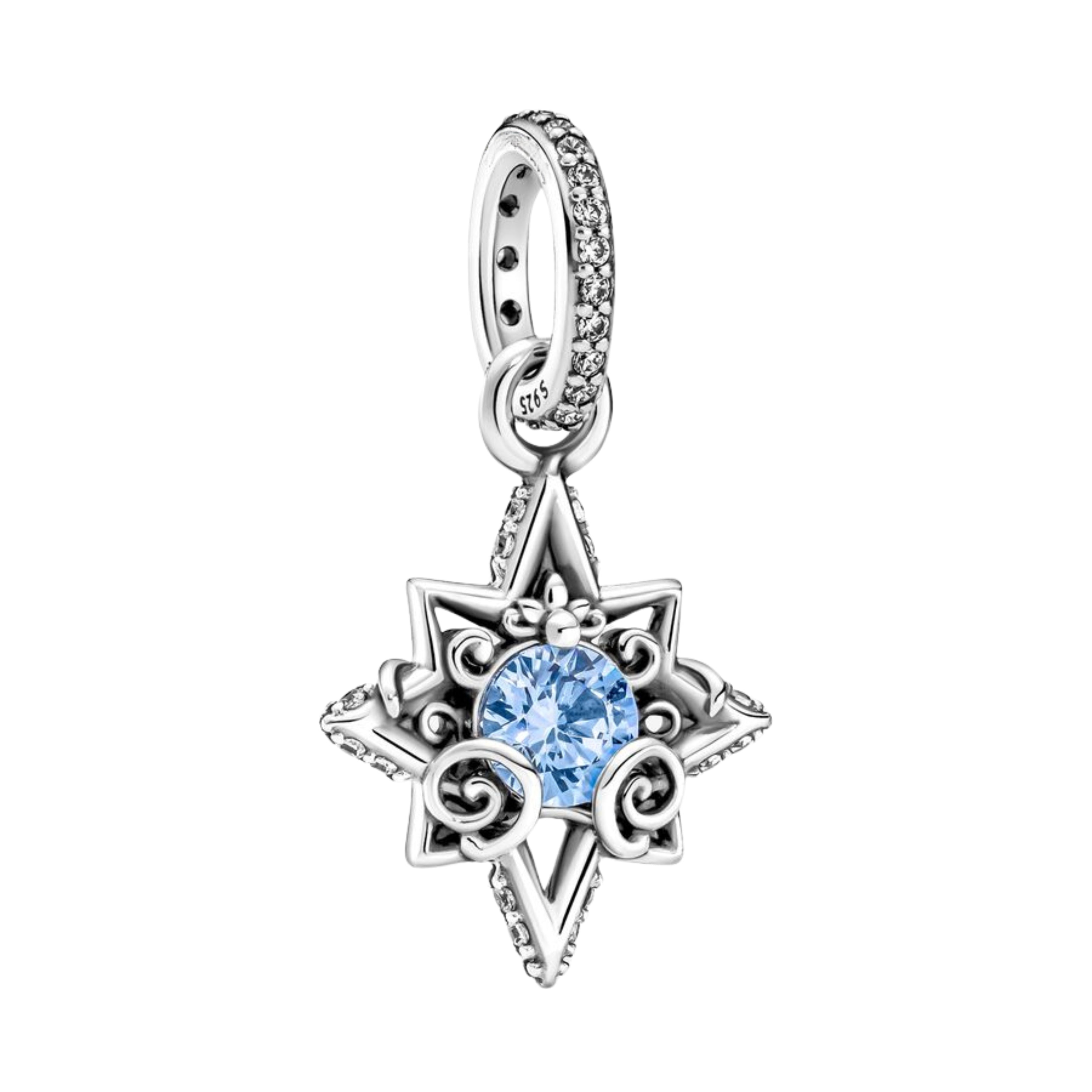 925 Sterling Silver Princess Charm Set – Glass Slipper & Sparkling Star Dangle Charms