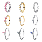Anillos de eternidad/mariposa/cinta de plata de ley 925 con circonitas cúbicas