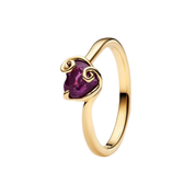 Elegant Heart Stone Ring for Women – Black & Purple Crystal Fashion Ring, Gold & Silver Tone Jewelry