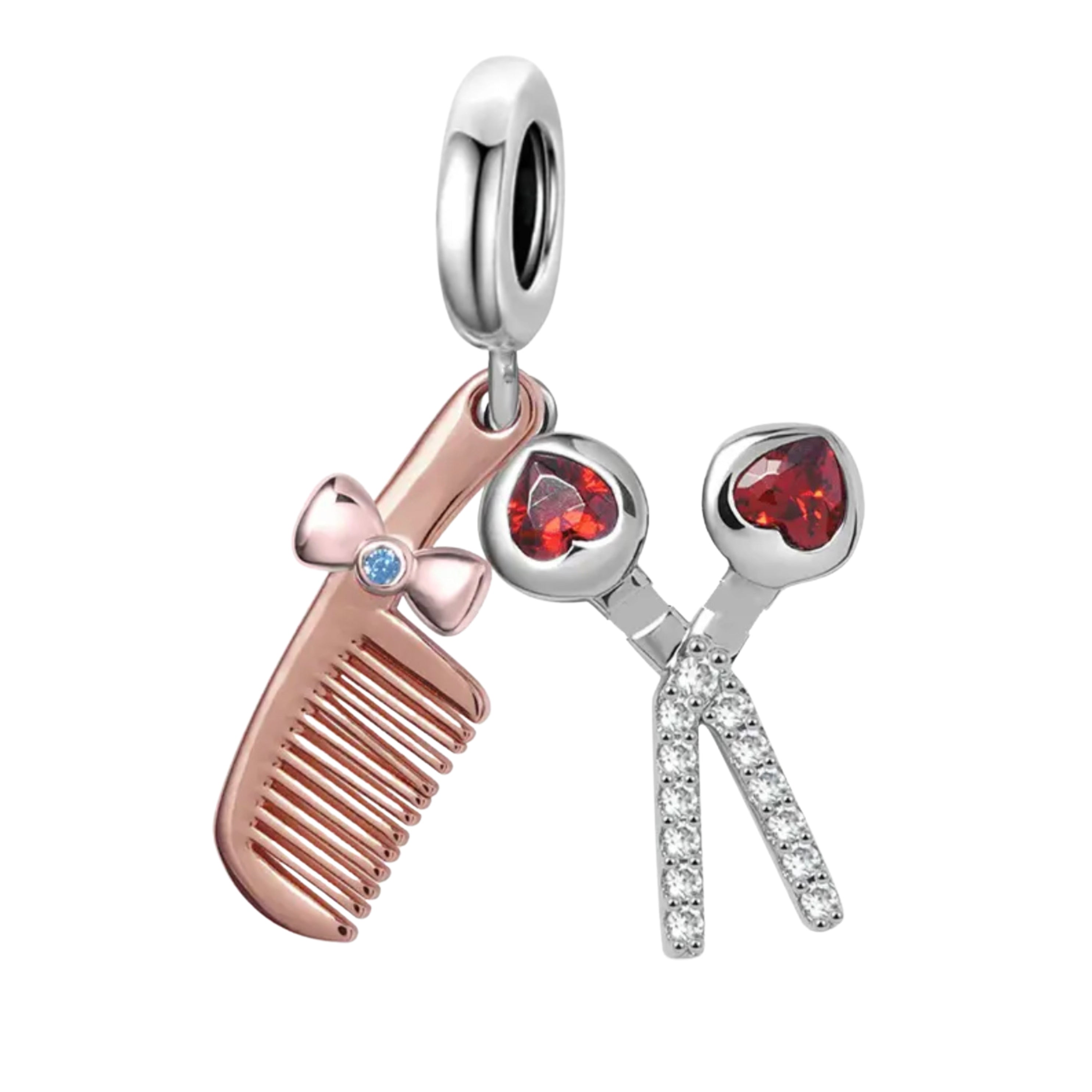 Precioso dije de plata de ley 925 para pulsera: corazón, corona y ojo malvado. Regalo.