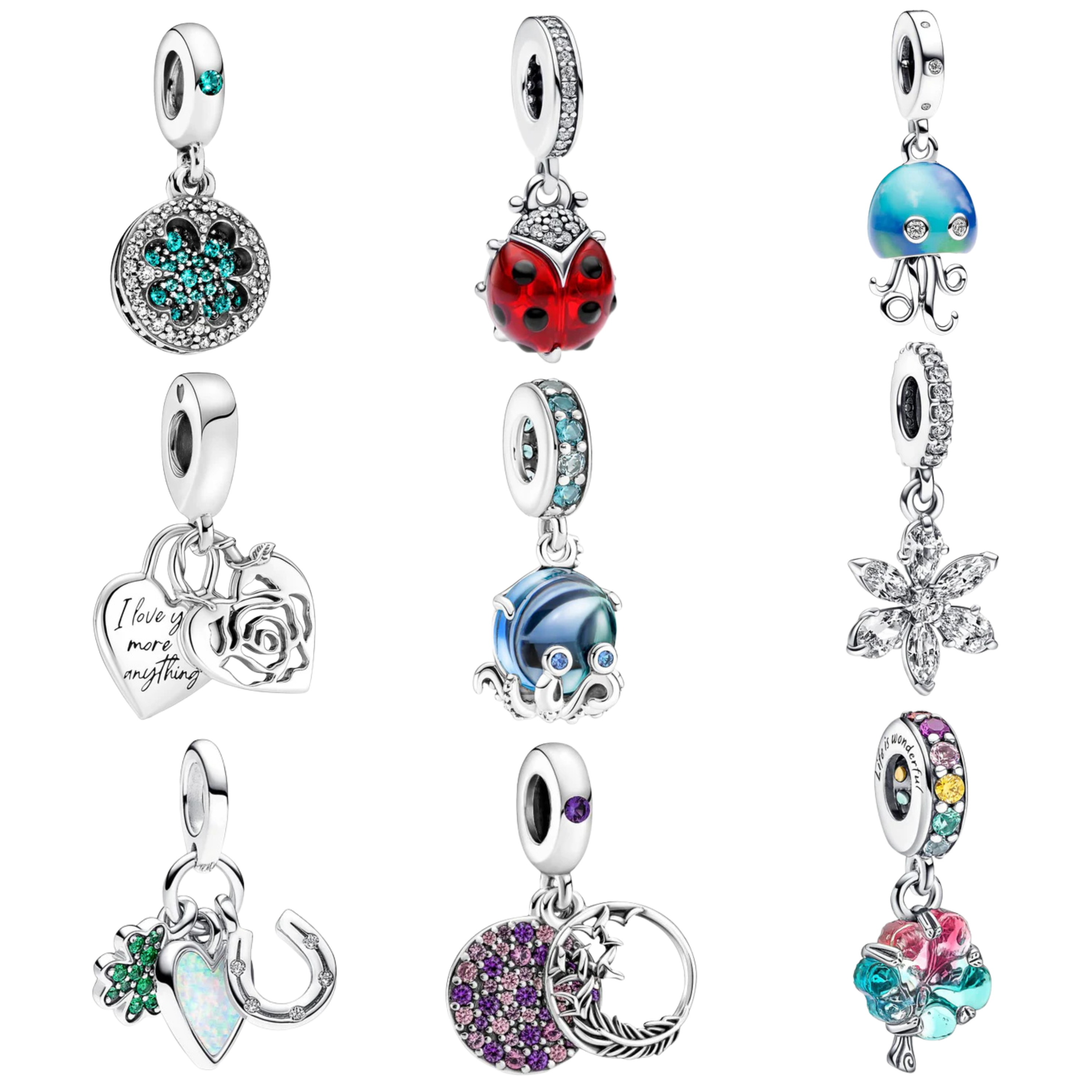 Cuentas de abalorios para pulsera | Dijes bonitos de animales, corazón, cristal y estéticos | Colección de joyas para mujer