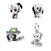 Abalorios de Plata de Ley 925 Perros y animales – Cuentas colgantes de cachorro y rana adorables para pulseras