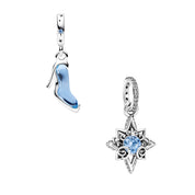 925 Sterling Silver Princess Charm Set – Glass Slipper & Sparkling Star Dangle Charms