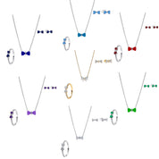 925 Sterling Silver Bow Jewelry Set – Necklace, Ring & Stud Earrings with Color Crystal Stones