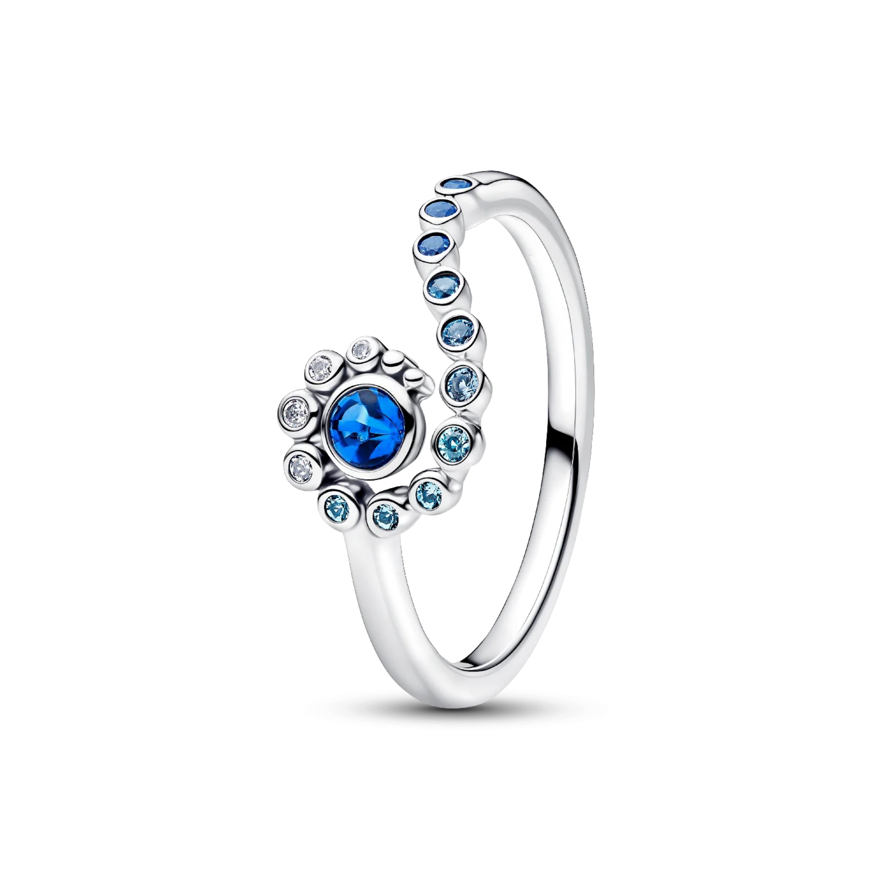 Elegant Ring Set for Women – Pink Flower Ring & Blue Crystal Ring, Stackable Fashion Jewelry Gift