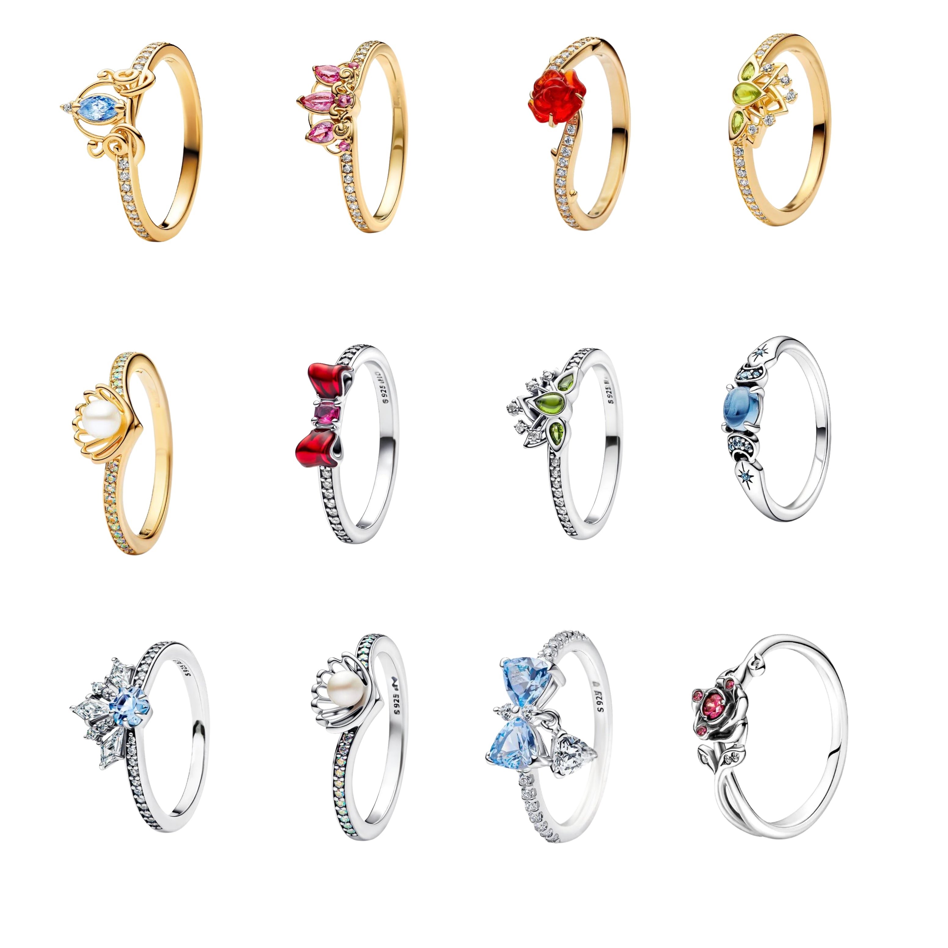 Anillos de princesa de plata de ley 925