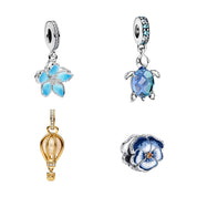 925 Plata Esterlina Dijes Colgantes – Cuentas Colgantes Elegantes y Coloridas con Diseños de Naturaleza y Fantasía
