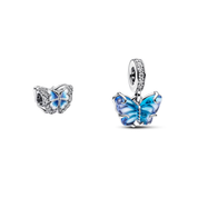 Abalorio Mariposa Azul para Pulsera | Dije Colgante de Cristal y Vidrio | Regalo de Joyería Estética para Mujeres