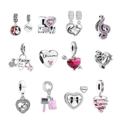 Dijes para pulsera de plata de ley 925: corazón, amor, mamá, bonitos dijes colgantes