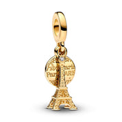 Abalorios Chapados en Oro de Plata de Ley 925 Viajes y Animales – Perro, Tortuga, Torre de París y Cuentas para Pulsera