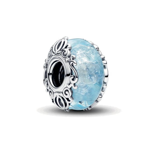 Elegante cuenta de cristal azul con montura de plata | Charm de lujo para pulsera | Regalo para mujer