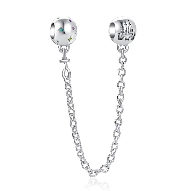Abalorio de cadena de seguridad – Conector seguro de pulsera con diseño decorativo de castillo