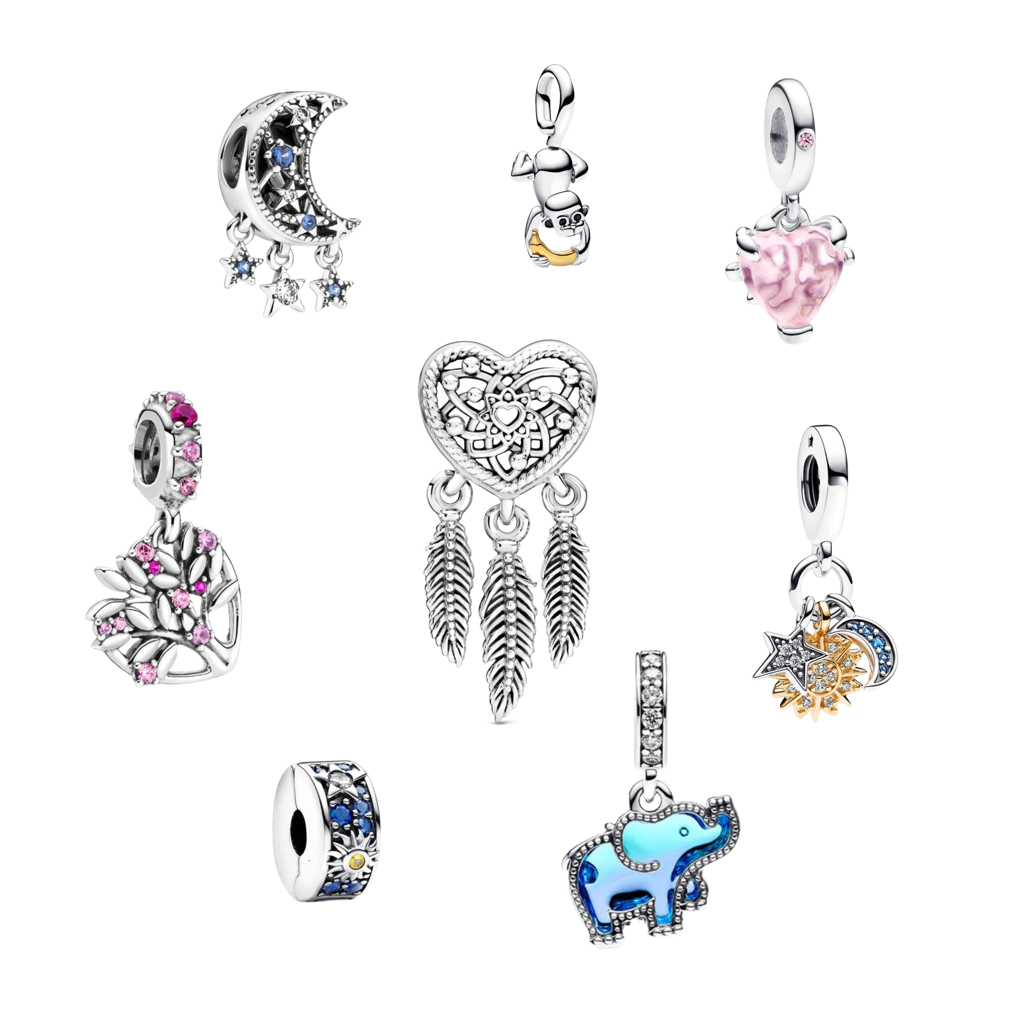 Charms inspirados en flores y animales | para pulsera | Accesorio de joyería elegante de plata s925