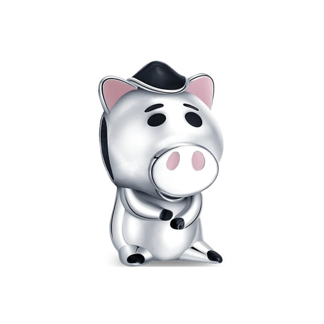 Cute Pig & Bear Character Charm Set | Cartoon Animal Bracelet Charms | Adorable Jewelry Beads