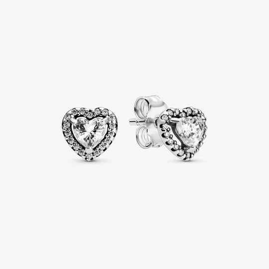 925 Sterling Silver Heart Jewelry Set – Necklace, Ring, Bracelet & Stud Earrings with Crystal Stones